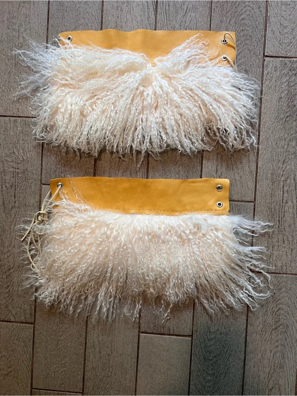 Authentic Custom handcrafted lamb fur boot toppers or foot/ankle adornment